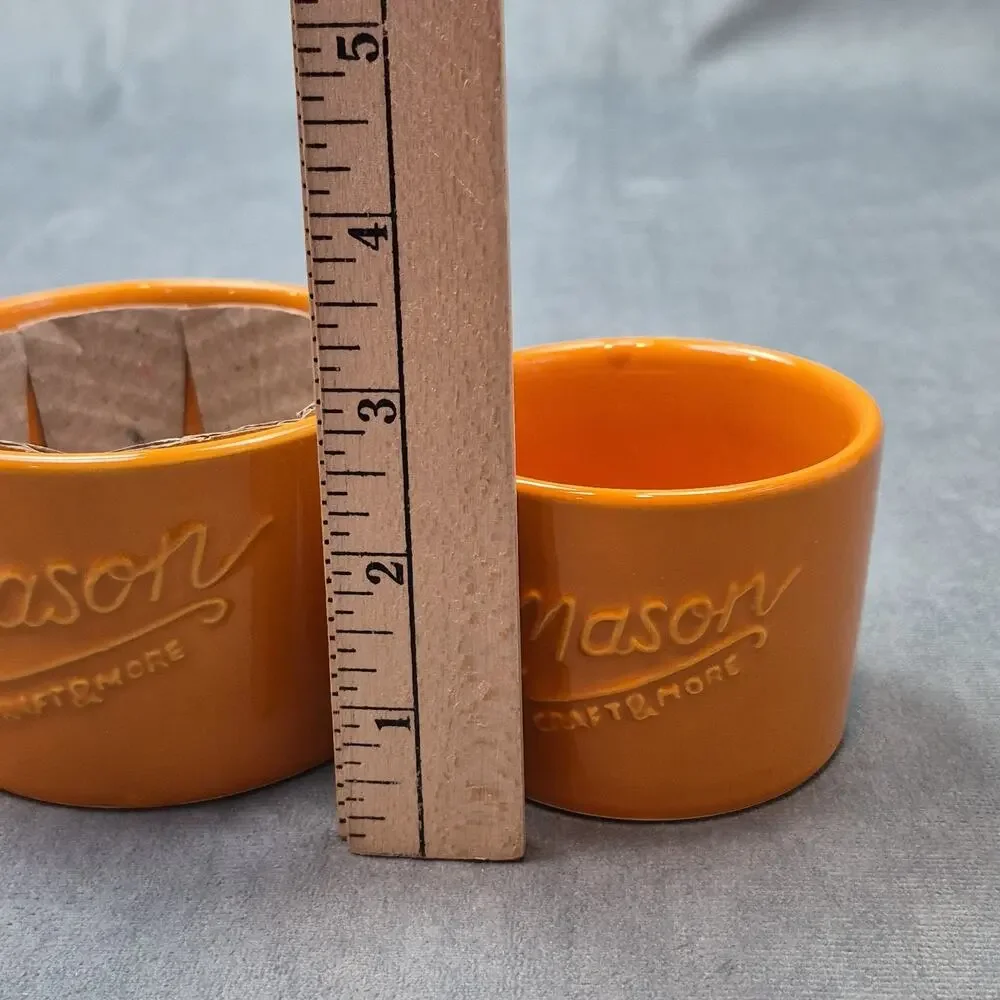 Mason Craft & and More 3 Piece Orange Nesting Bowls Ramekins Ceramic 8-10-16 oz.